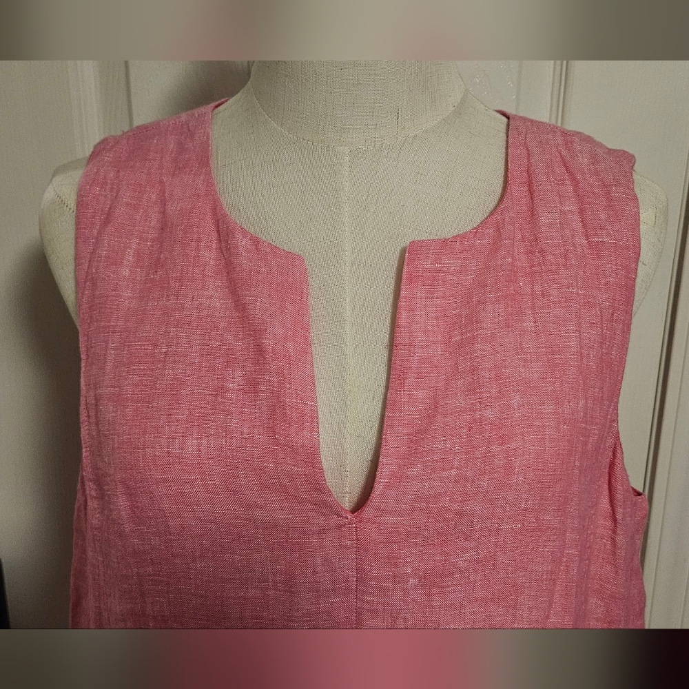 NWT J. McLaughlin Rue Dress: Linen/sleeveless: Color- Peony: Size-Large - Picture 6 of 14